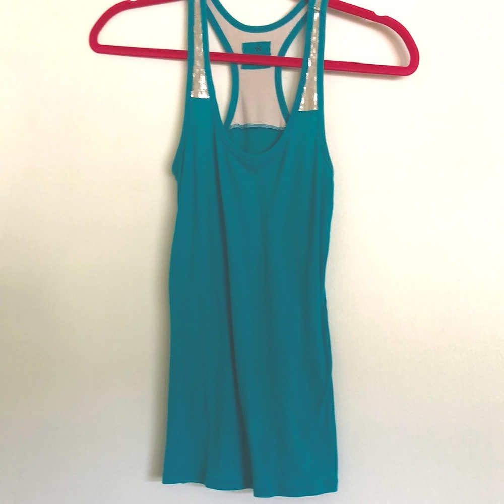 Medium, teal and silver Nollie racerback tank
